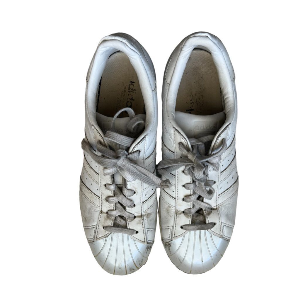 Adidas superstar white leather tennisโshoes